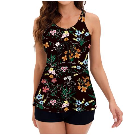 YanHoo Tankini Swimsuits for Women with Shorts Womens Plus Size Tankini ...