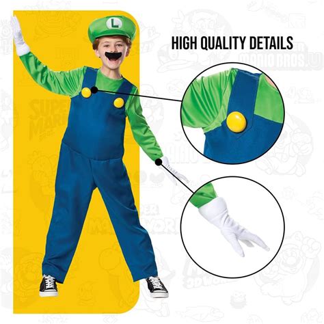 Buy Disguise Nintendo Luigi Deluxe Boys' Costume Green, S (4-6) Online ...