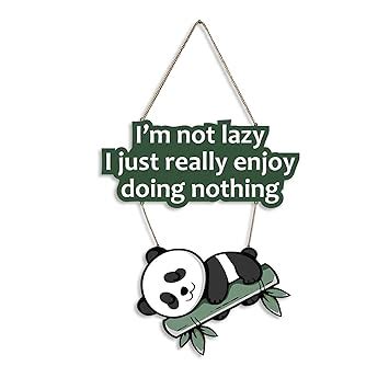 Artvibes Lazy Panda Printed Wooden Wall Hanging with Quotes for Home ...