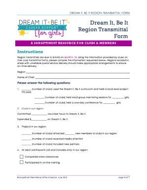 Fillable Online soroptimist Dream It Be It Region Transmittal Form ...