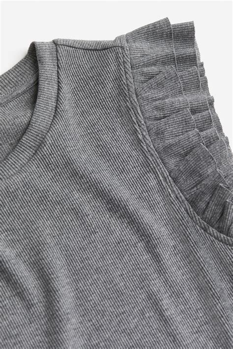 Flutter-sleeved bodycon dress - Grey - Ladies | H&M IN