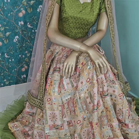Embroidered Georgette Lehenga. – karthika design studio