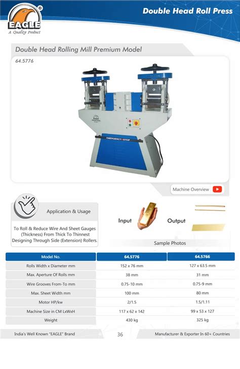 Double Head Electric Jewellery Roll Press Machines - Eagle Silver ...