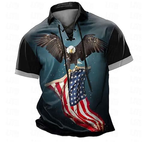 Men's Eagle American Flag Polo Shirts Golf Polos Shirts Short Sleeve ...