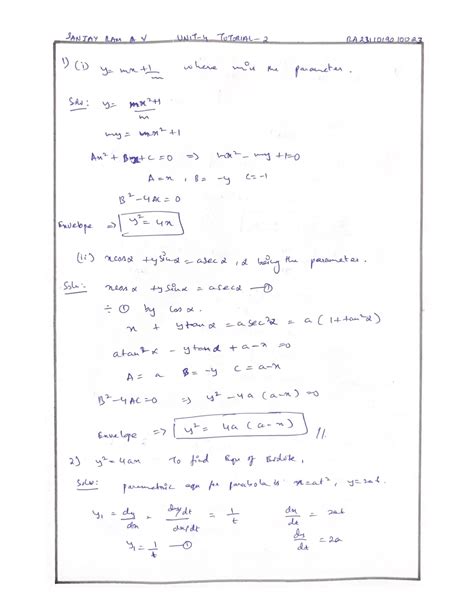 UNIT - 4 Tutorial 2 - maths - Mathematics I - Studocu