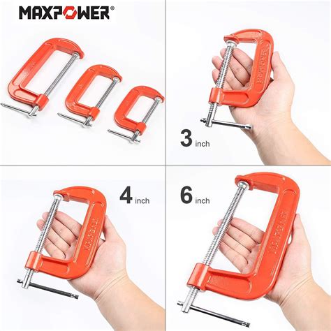 Buy MAXPOWER 3 Piece C Clamp Set. 3-Inch C Clamp, 4-Inch C Clamp, 6 ...