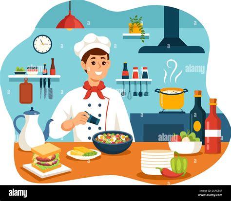 French Cuisine Restaurant Vector Illustration with Various Traditional ...