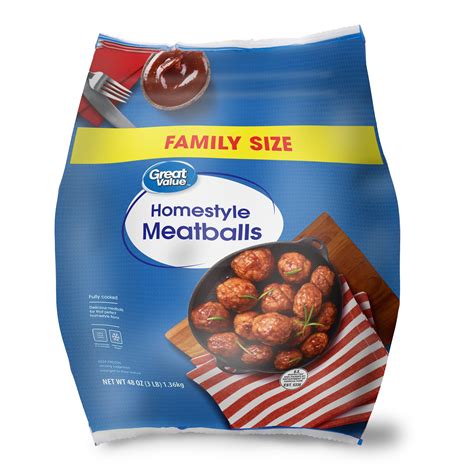 Great Value Fully Cooked Homestyle Meatballs, Family Size, 48 oz ...