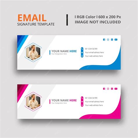 Blue and magenta email signature template | Premium Vector