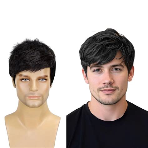 VIVIAN Men's Full Head Wigs Natural Look Wig For Boys Old Middle Age ...