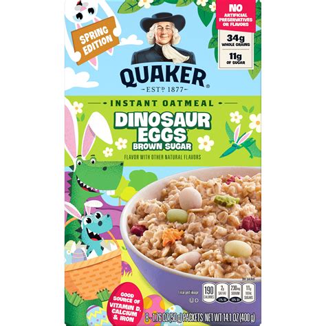 Quaker, Dinosaur Eggs, Brown Sugar Flavor, Instant Oatmeal - SmartLabel™
