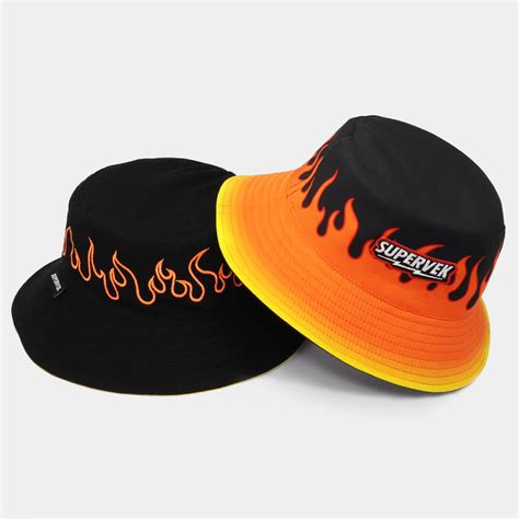Buy Lit Bucket Hat by Supervek | Reversible | Unisex | Flame Print