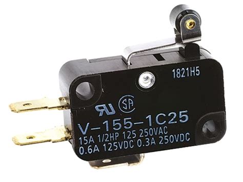 VX-55-1C23 Omron | Omron Short Roller Lever Micro Switch, Tab Terminal ...
