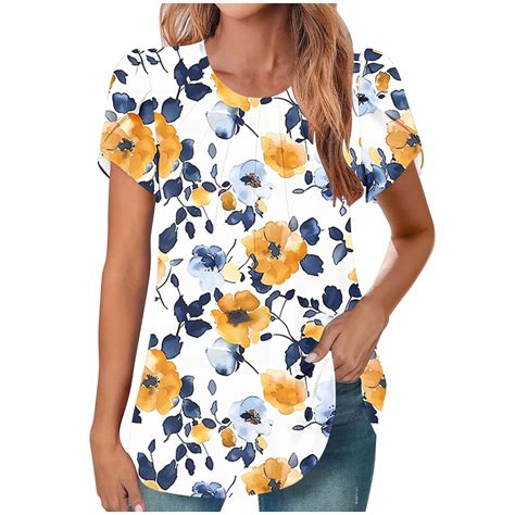 Cilsoka Short Sleeve T Shirts for Women Crewneck Dressy Tops for Women ...