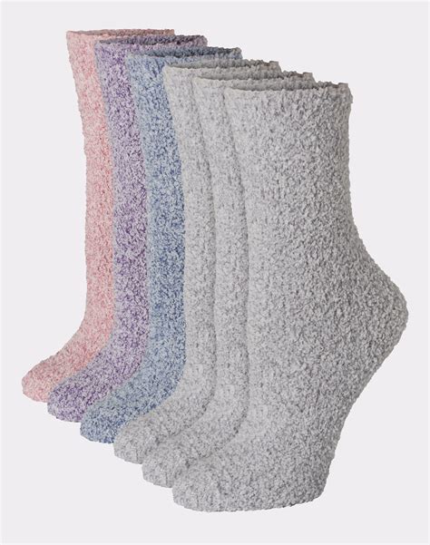 Hanes Cozy Crew Socks 6-Pack Women's Soft Fluffy Comfy sz 5-9 4 Color ...