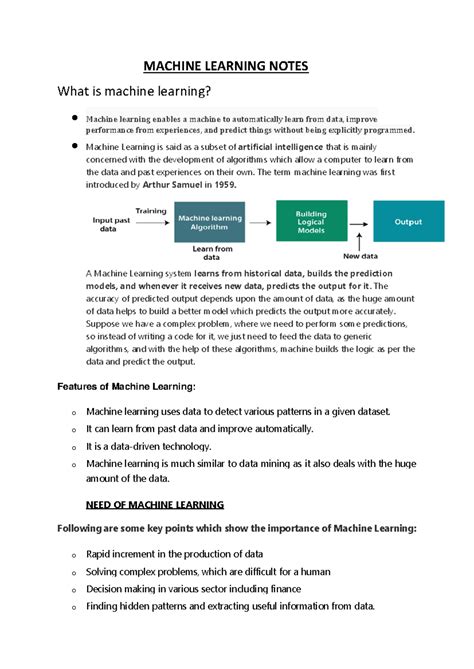 Ilide - notes - MACHINE LEARNING NOTES What is machine learning ...
