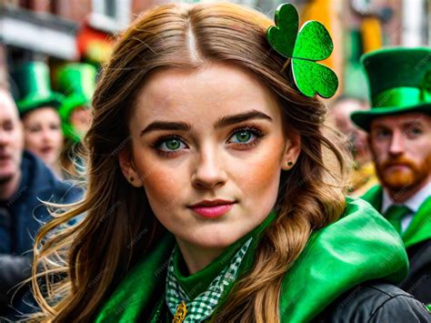 Premium AI Image | Beautiful Irish girl on St Patricks Day Dublin Ireland