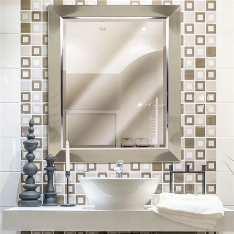 Amazon.com: Head West Brushed Nickel Framed Vanity Mirrors with Chrome ...