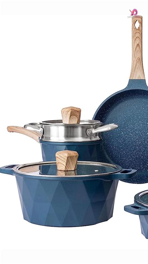 Induction compatible granite coating 12 piece nonstick cookware sets ...