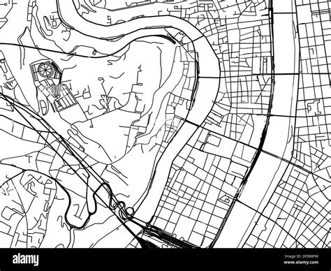 Road map of the city of Lyon Centre in France on a white background ...