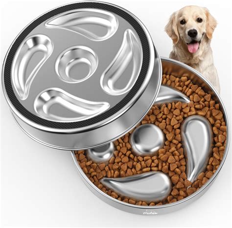 Slow Feeder Dog Bowls, 304 Stainless Steel Dog Slow Feeder Bowl 3.8 ...