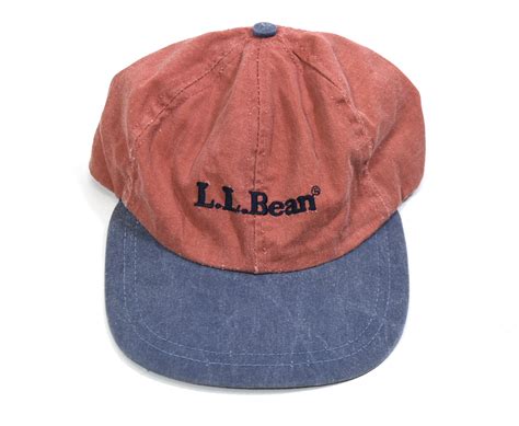 80s L.L.Bean 6-Panel cotton cap Msize程度 Light red×Lite blue - MISSION ...