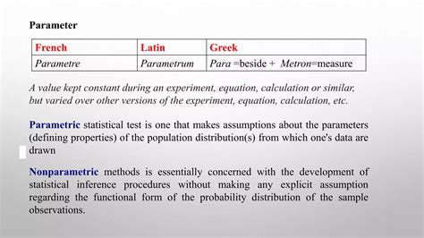 Parametric and Non Parametric methods | PPT