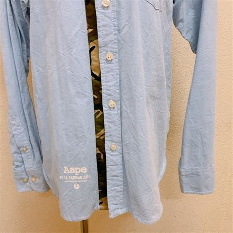 エーエイプ 長袖シャツ 水色 迷彩柄 Aape | UTA