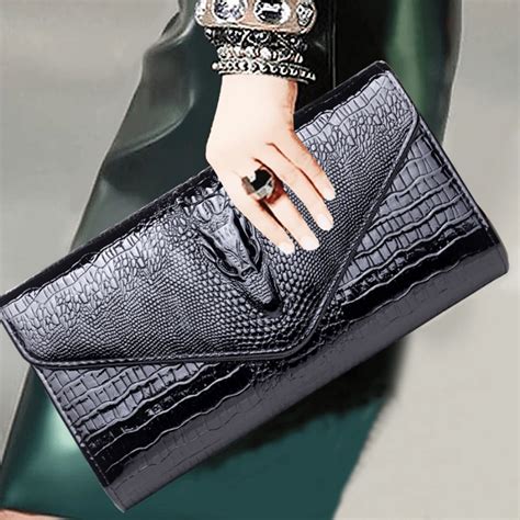 Luxury Crocodile Embossed Leather Handbag - Elegant Women's Designer ...