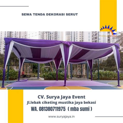 Sewa Tenda Dekorasi Kain serut Ungu putih Jakarta
