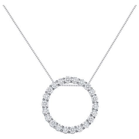 1 Carat 14 Inch White Gold Diamond Circle Pendant Necklace For Sale at ...