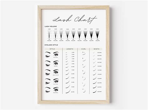 Digital Lash Chart Guide, Printable Lash Poster, Eyelash Extension ...