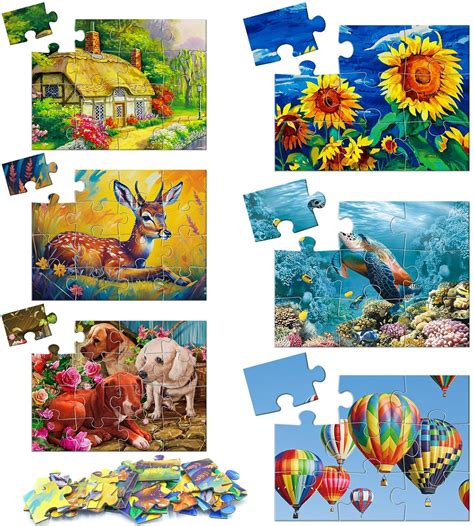 Buy 6 Packs Large Jigsaw Puzzles for Seniors Elderly 9&16 Piece ...