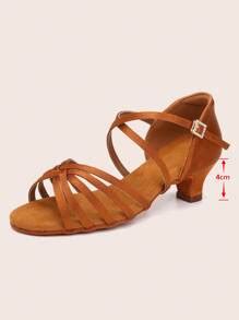 Zapatos de baile latino para mujer, tacón bajo de 4 CM, de satén ...