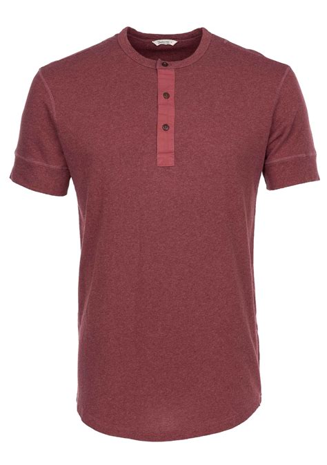 1927 Henley Shirt short sleeve - granate red - fein und ripp