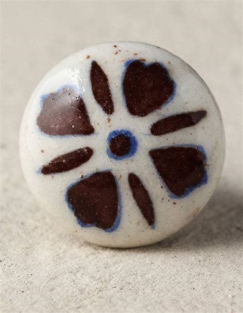 Brown and white handpainted Ceramic knob – NEERJA INTERNATIONAL INC