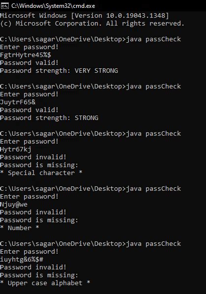 Java Program Password Checker 的图像结果