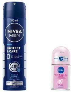 NIVEA PROTECT & CARE MEN DEO 150ML & PEARL & BEAUTY RADIANCE ROLL ON ...