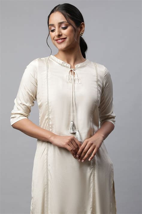 Buy Off White Shantung Solid Plus Size kurta Online for Woman | Shop ...