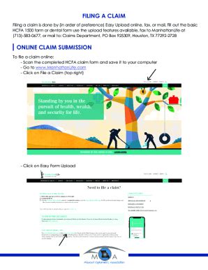 Fillable Online Filing a claim is done by (in order of preference) Easy ...
