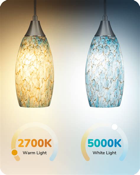 Buy EDISHINE Plug in Pendant Light, Handcrafted Art Glass Shade ...