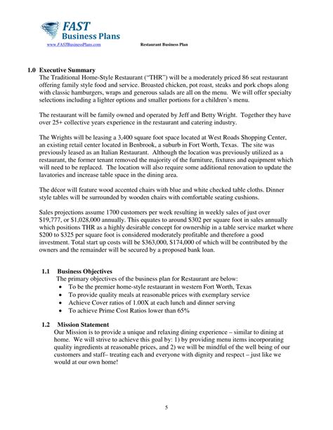 Image result for Restaurant Business Plan Examples