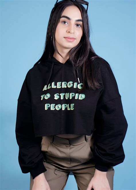 Get Off-Duty "Allergic To Stupid People" Crop Hoodie at ₹ 1495 | LBB Shop