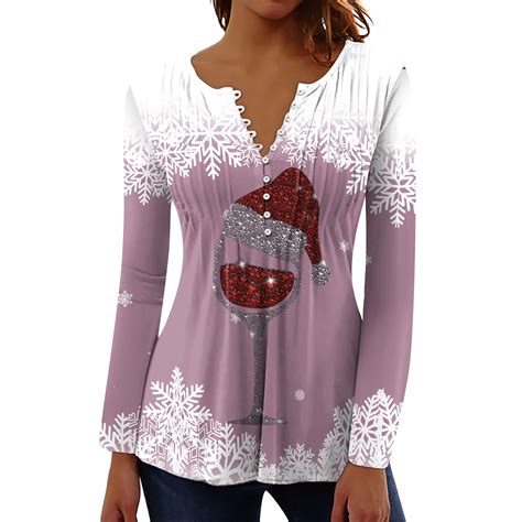 SELONE Christmas Tops for Plus Size Women Long Sleeve Xmas Pullover ...