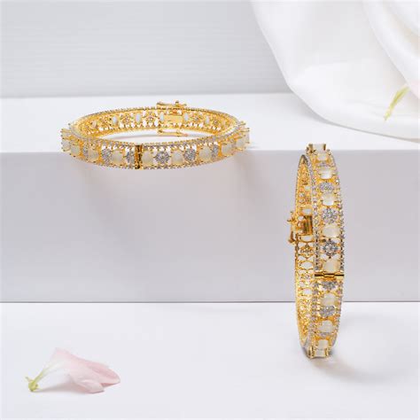 Silver Stone-Studded Adjustable Bangles – Padmam