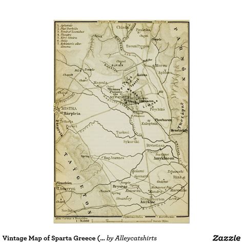 Vintage Map of Sparta Greece (1894) Poster | Zazzle | Sparta greece ...