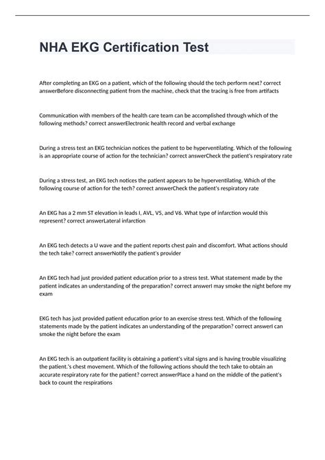 NHA EKG Certification Test 2022/2023 with 100% correct answers - NHA ...