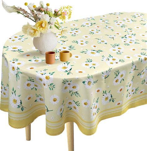 Amazon.com: Yighty Daisy Floral Sage Green Oval Tablecloth 60x84 inches ...
