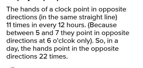 how many times do the clock hands point exactly opposite to each other ...