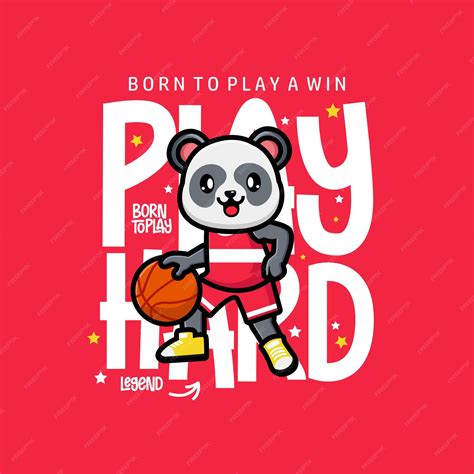 Premium Vector | Happy cute panda playing basketball tshirt design